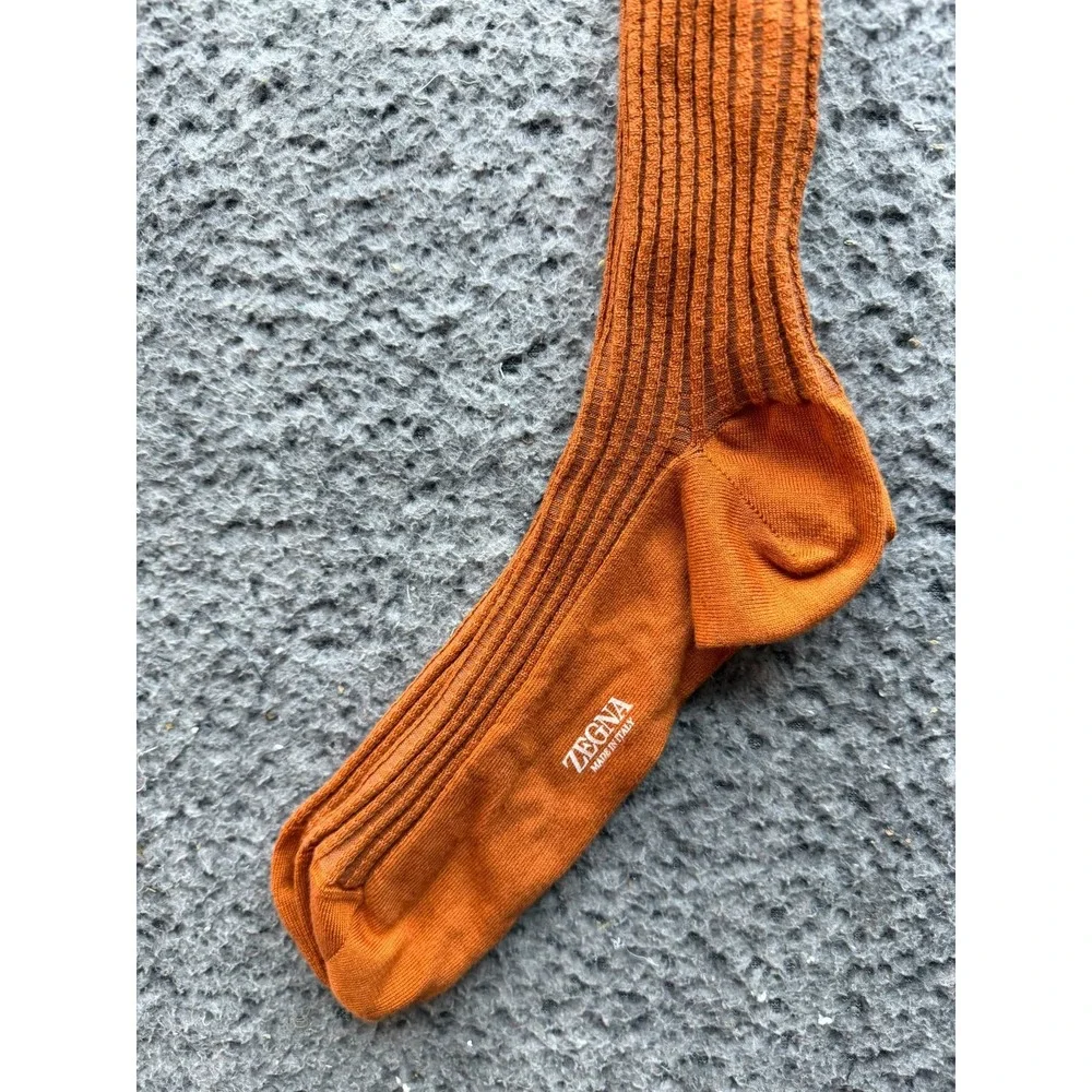NWT Ermenegildo Zegna Texture Above All Organic Cotton Knee Sock One Size Unisex
